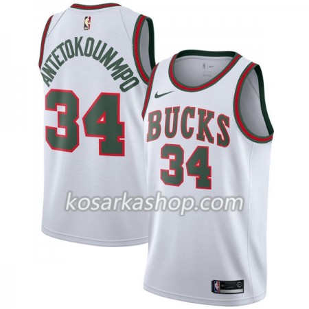 Dres Milwaukee Bucks Giannis Antetokounm 34 Nike 2017-18 Hardwood Classics Bijela Swingman